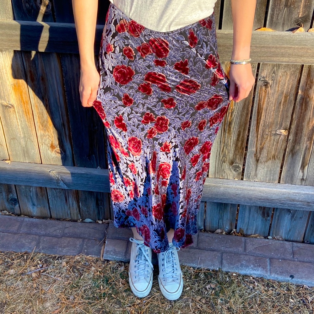 Vintage Mevisto Floral Velvet Skirt